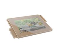 Relaxdays 1500 Pz Porta Puzzle, Vassoio Inclinabile e Rotante con 4 Cassetti, Tavolo da Gioco in Legno, Naturale