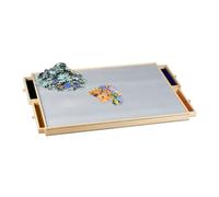 Relaxdays Porta Puzzle 1000 Tasselli, Vassoio con 4 Cassetti, Base Supporto per Tavolo e Divano, Legno, Naturale, 4,5 x 78,5 x 63,5 cm