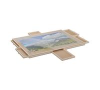Tavola Porta Gioco Puzzle 1000 Pz. 6 Cassetti Pannello Vassoio Rotante Legno