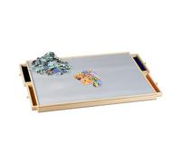 Relaxdays Tavola Porta Puzzle 1000 Tasselli, Vassoio con 4 Cassetti, Base Supporto per Tavolo e Divano, Legno, Naturale
