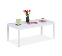 Relaxdays Tavolino Basso da Balcone, Resistente alle Intemperie, HLP 39 x 98 x 48 cm, Tavolo da caffè da Esterno, Bianco