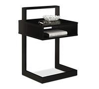 relaxdays Tavolino con Scomparto, Comodino Rettangolare, Legno e MDF, Camera e Salotto, Design, 60,5 x 40 x 34 cm, nero