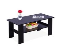 Tavolino Relaxdays, HLP: 53,5x100x50 cm, tavolino da Salotto con ripiano Inferiore, tavolino Moderno, Nero