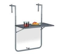 Relaxdays Tavolino da Balcone Pieghevole, 59,5 x 60 cm, Mini Tavolo Appeso, Regolabile in Altezza, Salvaspazio, Grigio, Acciaio