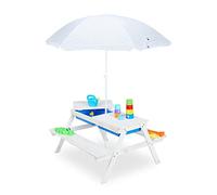 Tavolino bambini Tavolo con ombrellone 2 vaschette Tavolo da picnic per bambini