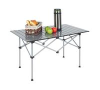 Relaxdays Tavolino da Campeggio Pieghevole, HLP 55x95x53 cm, Tavolo da Giardino Esterno per Picnic, in Acciaio, Argento, Lega