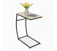 Relaxdays Tavolino da Divano a Forma di C, 58,5x47,5x25 cm, Tavolo Laterale Salotto e Letto, Ferro e MDF, Effetto Legno, 50%