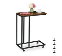 Relaxdays Tavolino da Divano a Forma di C, HLP: 79x60x30 cm, Tavolo Laterale da Salotto e Letto, Ferro e PB, Industrial