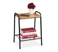 Relaxdays Tavolino da Divano, Piano d’Appoggio in Effetto Legno, Comodino, HxLxP: 48 x 35 x 29,5 cm, Nero Naturale