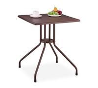 Relaxdays Tavolino da Giardino, Design Rattan, HLP 75x61x61 cm, Tavolo Quadrato da Esterni, Plastica e Acciaio, Marrone