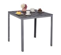 Relaxdays Tavolino da Giardino, HLP: 74x78x78 cm, Tavolo Quadrato da Balcone, Plastica Effetto Legno e Acciaio, Grigio