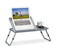 Relaxdays Tavolino da Letto Porta PC, Regolabile, Tavolo per Portatile Pieghevole, Laptop & Tablet, 44x73x34,5 cm,Grigio