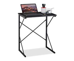 Relaxdays Tavolino da PC, H x L x P: 75 x 60 x 40 cm, Mini Scrivania da Computer, Porta Laptop, da Studio, Ferro, Nero