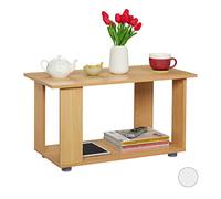 relaxdays Tavolino da Salotto, con Ripiano, Mobile TV Basso, Tavolo da Divano HLP 45x80x40 cm, Legno Naturale