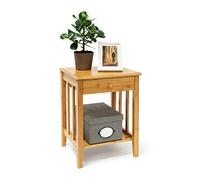 Relaxdays Tavolino da Salotto e Bagno, Porta Fiori, Comodino con Cassetto, HLP: 51,5 x 40,5 x 30,5 cm, Colore Naturale
