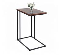 Relaxdays Tavolino, HLP: 64 x 50 x 35 cm, MDF, ferro, forma a C, tavolino per soggiorno, nero/marrone