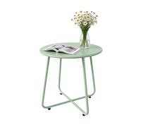 Relaxdays Tavolino in Metallo Rotondo, Resistente alle intemperie, HxD: 46x44 cm, Verde