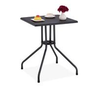 Relaxdays Tavolino da Giardino, Design Rattan, HLP 75x61x61 cm, Tavolo Quadrato da Esterni, in Plastica e Acciaio, Nero