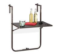 Relaxdays Tavolino Pieghevole da Balcone, Tavolo da Appendere Ringhiera, Altezza Regolabile, LxP: 59,5 x 36 cm, Marrone, 83 x 59.5 x 59 cm