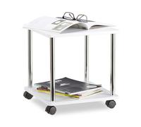 Relaxdays Tavolino da salotto legno carrello con ruote multiuso piccolo tavolo divano carrellino HLP 41,5x40x40cm bianco
