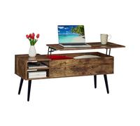 Relaxdays Tavolino multifunzionale con spazio, H x L x P: 46 x 100 x 40 cm, ribaltabile, 2 scomparti, stile industriale.