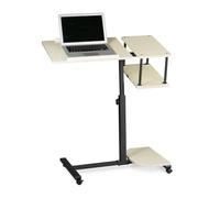 Relaxdays Tavolino per Pc, Supporto Computer Portatile, Mobile Grande, HLP 100x77x40 cm, 4 Ruote con Freno, Crema