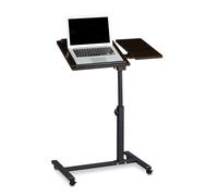 Relaxdays Tavolino da Laptop, Rotelle con Freni, Altezza Regolabile, HLP 95x60x40 cm, 2 Aste Antiscivolo, Nero