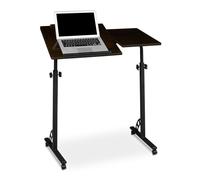 Relaxdays Tavolino per Pc, Supporto Computer Portatile, Mobile Grande HLP 110 x 80 x 50 cm, Ruote con Freno, Nero, Fibra di Legno, 50x80x110 cm