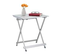 Relaxdays Tavolino Pieghevole, HLP: 59,5 x 50 x 47,5 cm, Salvaspazio, Resistente alle Intemperie, Alluminio, Argento, 1 pz
