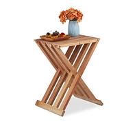 Relaxdays Tavolino Pieghevole in Legno di Noce, Tavolo da caffè, Salotto, Balcone, HLP: 44,5x34x28 cm, Marrone Naturale