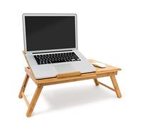 Relaxdays Tavolino Porta Laptop con Leggio, 30,5 x 72,5 x 35 cm, Altezza Regolabile, per Lavorare e Rilassarsi, Naturale, bambú, Marrone, 35x72.5x30.5 cm