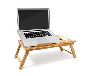 Relaxdays Tavolino Porta Laptop con Leggio, 30,5 x 72,5 x 35 cm, Altezza Regolabile, per Lavorare e Rilassarsi, Naturale