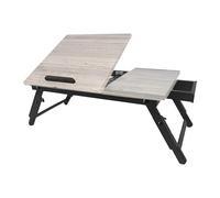 Relaxdays Tavolino porta laptop per letto & divano, pieghevole, in bambù, regolabile in altezza, grigio/nero