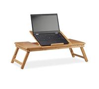 Relaxdays Tavolino Porta Pc Bambù XL, Ventilazione Ottima, Altezza Regolabile, 5 Angoli Di Inclinazione, Tavolo Poggia Laptop Con Cassetto, Beige