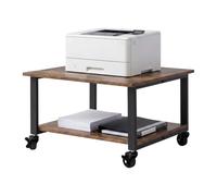 Relaxdays Tavolino porta stampante con ruote, marrone/nero | Mobiletto dimensioni HxLxP: 32 x 50 x 50 cm 2 ripiani