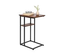 Relaxdays Tavolino, ripiani grande e piccolo, HLP 60 x 40 x 30 cm, per divano e letto, metallo e MDF, marrone/nero