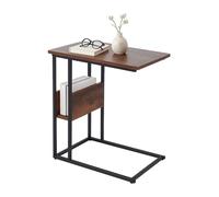 Relaxdays Tavolino, ripiano e scomparto, HLP 60 x 55 x 36 cm, tavolino per divano e letto, metallo e MDF, marrone/nero