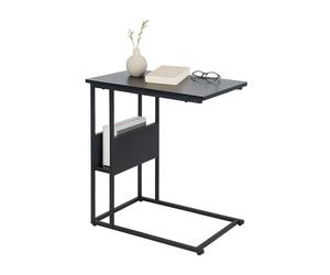 Relaxdays Tavolino, ripiano e scomparto, HxLxP 60 x 55 x 36 cm, tavolino per divano e letto, metallo e MDF, nero