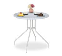 Relaxdays Tavolino rotondo bianco da giardino