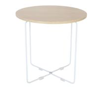 Tavolino Relaxdays, HxLxP: 40 x 40 x 40 cm, Design scandinavo, MDF e Metallo, Rotondo, Naturale/Bianco