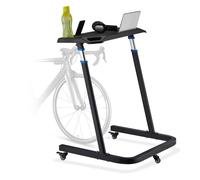 Relaxdays Tavolino Serviletto per Bicicletta, Altezza 88-125 cm, Tavolo Multiuso Porta Pc e Notebook, con Ruote, Nero, Gomma