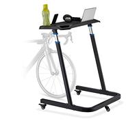 Relaxdays Tavolino Serviletto per Bicicletta, Altezza 87-135 cm, Tavolo Multiuso Porta Pc & Notebook, con Ruote, Nero