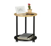 relaxdays Tavolino da Salotto con Rotelle, Tavolo Rotondo, Design Moderno, Bambù, HxD: 49x40 cm, Nero Marrone Naturale