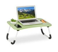 Relaxdays Tavolino per Laptop, Pieghevole, Letto e Divano, 26x63x40 cm, Tavolinetto per Notebook, MDF e Ferro, Verde