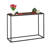 Relaxdays Tavolo Consolle, Mobile Stretto da Ingresso Corridoio e Salotto, in Metallo/MDF 80 x 110 x 38 cm, Marrone/Nero, Acciaio, 1 pz