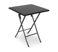 Relaxdays Tavolo da Campeggio Pieghevole Bastian, Quadrato HLP 74x61,5x61,5 cm, Tavolino da Outdoor, Aspetto Rattan,Nero