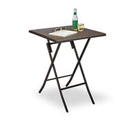 Relaxdays Tavolo da Campeggio Pieghevole BASTIAN, Quadrato HLP 74x61,5x61,5 cm, Tavolino da Outdoor, Look Rattan,Marrone