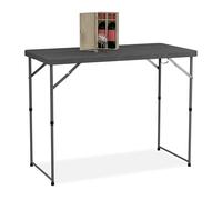 Relaxdays Tavolo da Campeggio Pieghevole, HLP: 74x120x60 cm, in Plastica, Regolabile in Altezza, 6 Persone, Grigio