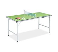 Relaxdays Tavolo da Ping Pong Pieghevole, con Rete, 2 Racchette, 3 Palline, HxLxP: 70 x 70 x 150 cm, Verde
