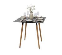 Relaxdays Tavolo da pranzo, quadrato, HxLxP: 75x75x75 cm, MDF e bambù, per 4 persone, scandinavo, nero/naturale